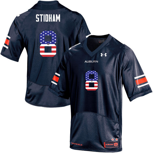 Men's Auburn Tigers #8 Jarrett Stidham USA Flag Fashion Navy College Stitched Football Jersey